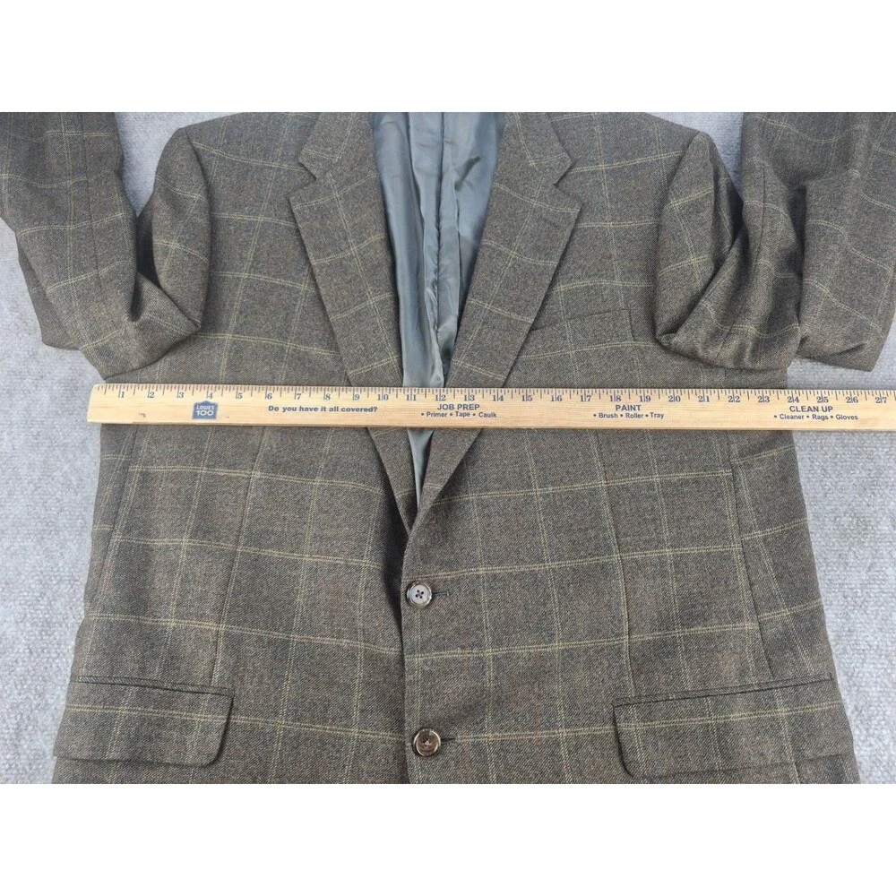 Hickey Freeman Boardroom Sport Coat Men Sz 46L Windowpane Wool/Cashmere Blazer